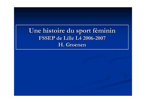 Groenen Sport Feminin Une Histoire Du Sport F Une Histoire Du Sport F