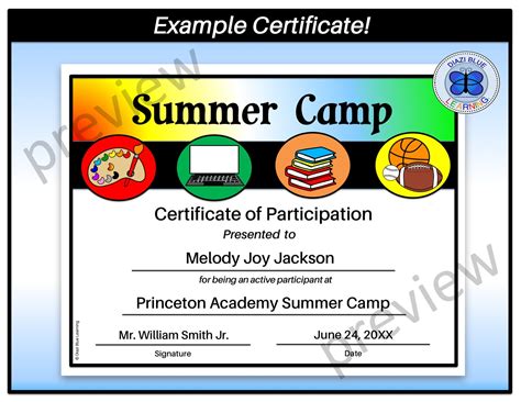 Printable Summer Camp Certificate Template Free Printable