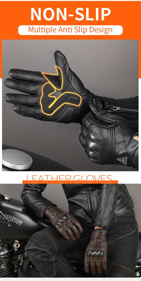 Vemar Real Leather Retro Genuine Motorcycle Motorbike Motocross Gloves