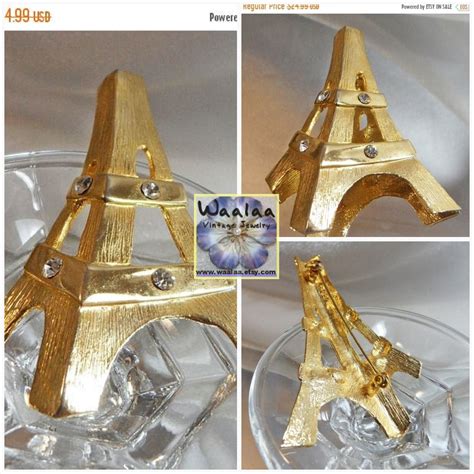 Eiffel Tower Brooch Gold Tone Rhinestones Eiffel Tower Pin Etsy