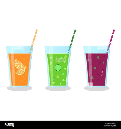 Vector Icons Set Of Smoothies With Different Flavours Wellness And