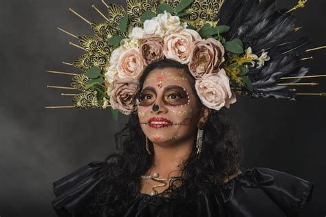 Premium Photo Catrina Portrait Closeup Mexican Woman With Catrina