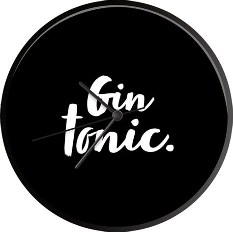 Klok Ø 30 Cm Gin Tonic Quotes Tekst Cocktails Drank Zwart