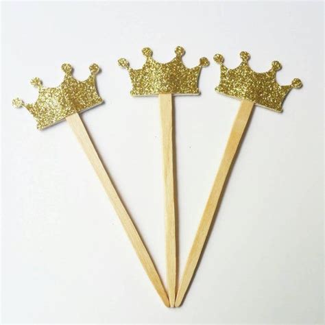 Gold Glitter Crown Cupcake Toppers Gold Crown Cupcake Toppers Crown