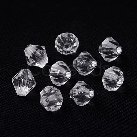 Bicone Shaped Clear Transparent Acrylic Beads