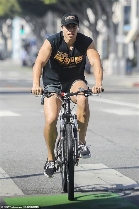 Arnold Schwarzeneggers Son Joseph Baena Rides Bike In La Narrowly