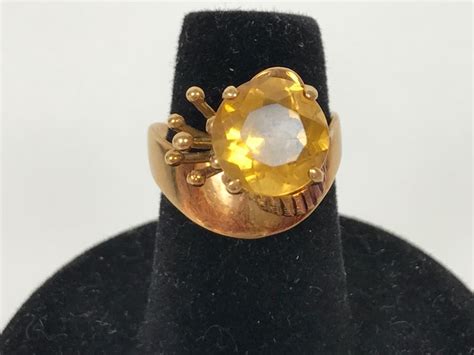 14k Yellow Gold Citrine Ring 53g Size 5 34