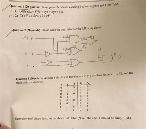 Solved Prove The Identities Using Boolean Algebra And Truth