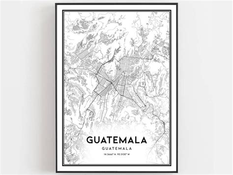 Guatemala Map Print, Guatemala Map Poster Wall Art, Guatemala City Map ...