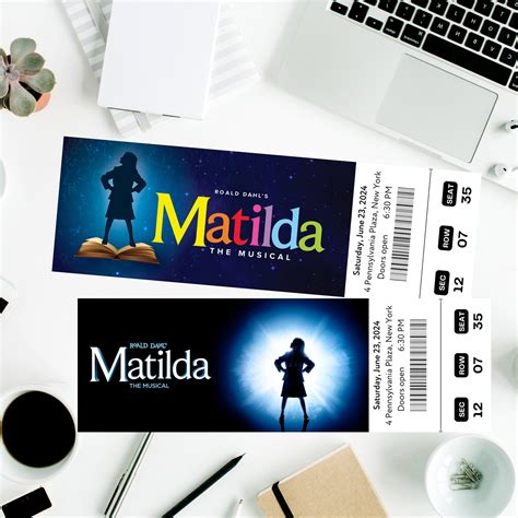 Printable Roald Dahl S Matilda Musical Theatre Digital Tickets Broadway Editable Ticket Ticket