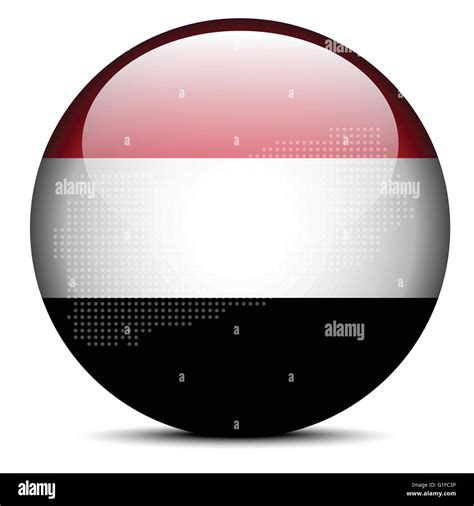 Vector Image Map With Dot Pattern On Flag Button Of Republic Of Yemen