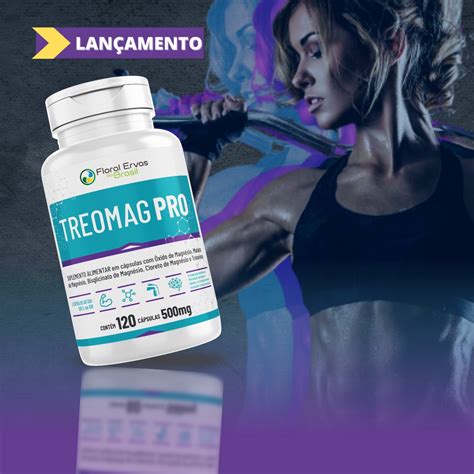 Treomag Pro 120 Cáps 500mg 5 tipos de Magnésio L treonato Dimalato