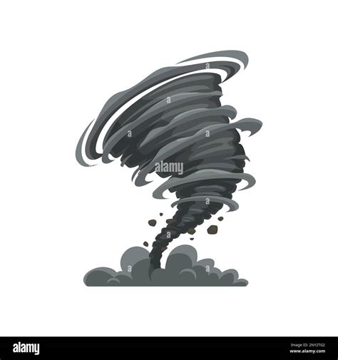 Black Cartoon Tornado Storm Or Cyclone And Typhoon Spin Vortex