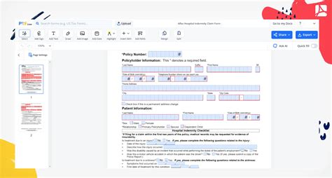 Fillable Aflac Hospital Indemnity Claim Form PDFLiner