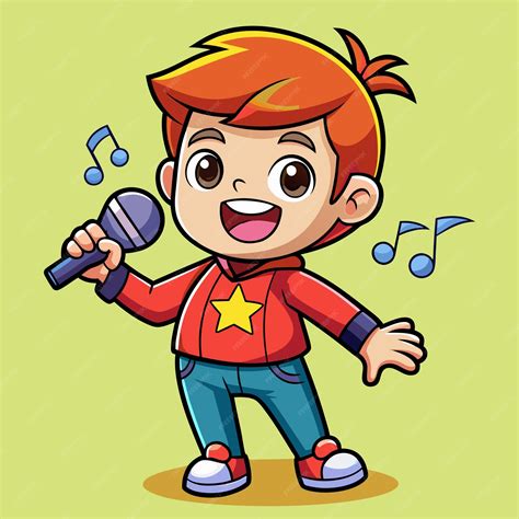Premium Vector Cartoon Boy Doing Karaoke Vector Image