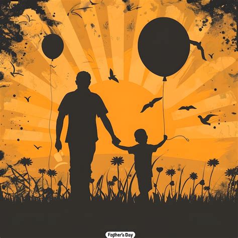 Premium Photo Father And Son With Balloons In The Meadow