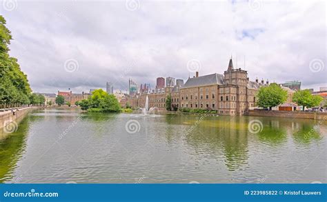 Binnenhof And Mauritshuis Museum Along Hofvijver Pond In The Hague