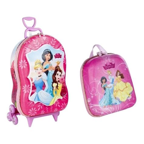 Mochila Rodinha Tripla Lancheira Princesas Disney 3d Maxtoy Shopee