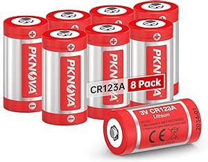 Amazon PKNOVA CR123A Battery 8 Pack CR123A Lithium Batteries