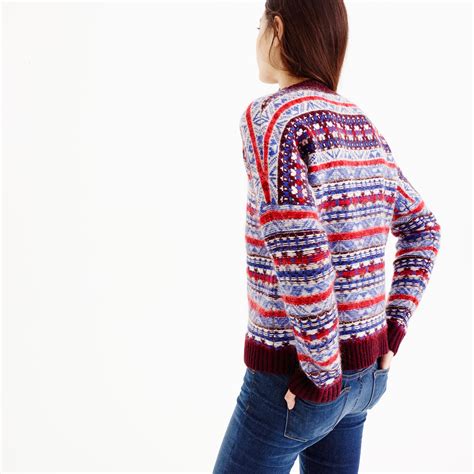 Lyst Jcrew Fair Isle Crewneck Sweater In Purple