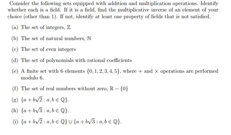 Solved Consider The Following Sets Equipped With Addition