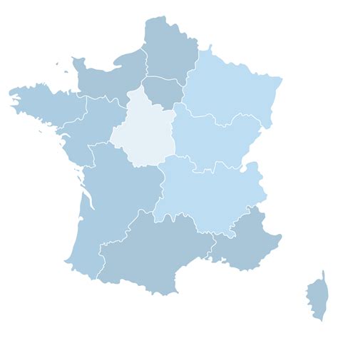 France Map with administrative regions in blue color 23264289 PNG