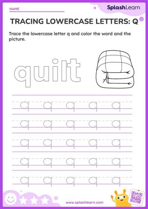 Tracing Lowercase Letters Q Worksheet Printable English Sheet