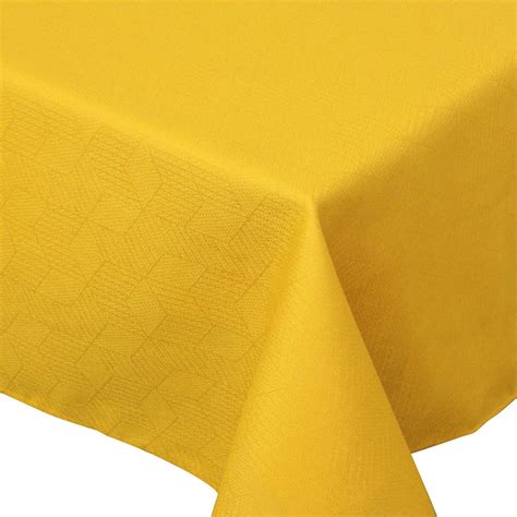 Nappe carrée 150x150 cm Jacquard 100 coton CUBE jaune Curcuma Linnea