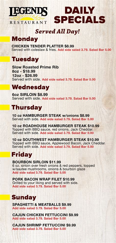 Smyrna Daily Specials – Legends Steakhouse