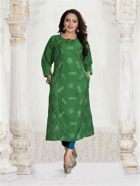 Green Embroidered Silk Silk Kurtis Shilpa Creation 3129791