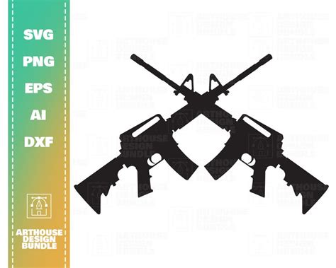 Ar15 Cross Rifle Svg Firearm Svg Semi Auto Rifle Cut File Ar15 Semi Auto Rifle Instant Download