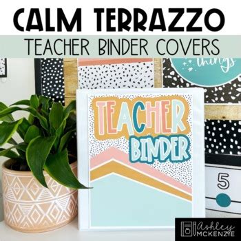 Calm Terrazzo Decor Teacher Planner Binder Covers Spines Editable