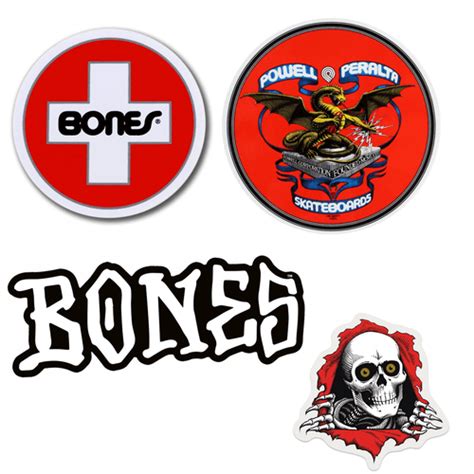 Skateboard Sticker 4-Pack Bones Bearings and Powell Peralta Stickers