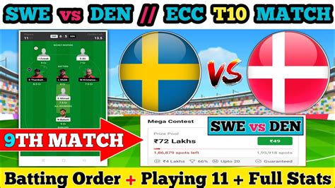 SWE Vs DEN DREAM 11 SWE Vs DEN DREAM 11 PREDICTION SWE Vs DEN 9TH