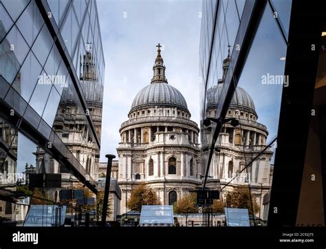 St Pauls Cathedral Reflected In The Windows Of One New Change Shopping