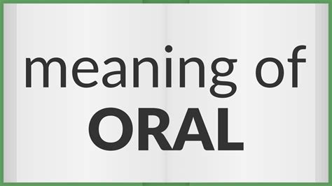 Oral Meaning Of Oral Youtube