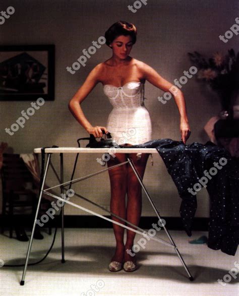 Household Ironing Housewife Is Ironing Her Dress In Underwear S