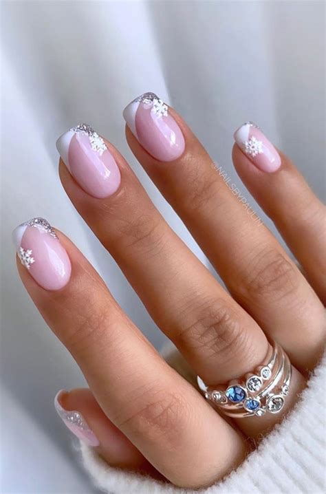 White Tip Snowflake Acrylic Nails