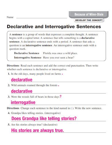 Declarative Sentence Definition And Examples Examples