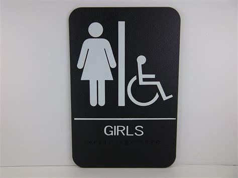 Buy 6 X 9 ADA Compliant Girls Wheelchair Restroom Sign With