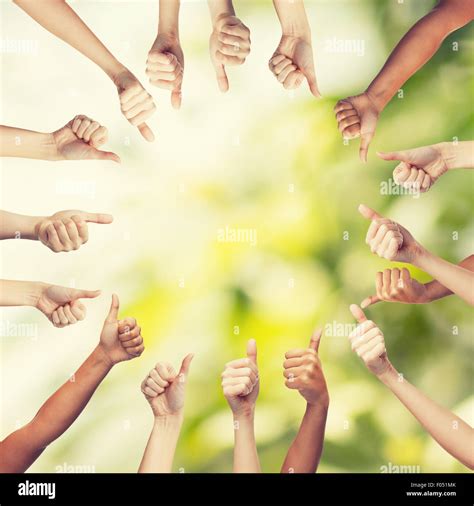 Human Hands Showing Thumbs Up In Circle Stock Photo Alamy