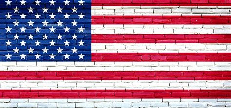 Usa Flag Illustration Of National Day On Bricks Wall Background Usa