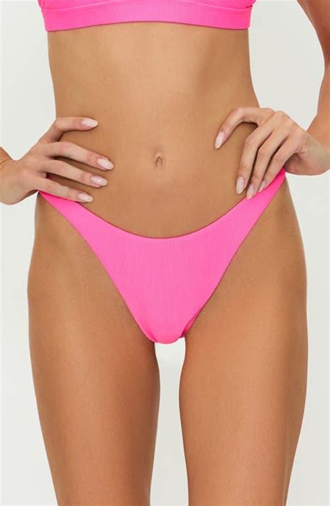 Beach Riot Kaylin Rib High Cut Bikini Bottoms In Pink Lyst