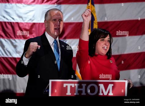 Sen. Thom Tillis, R-N.C., celebrates with his wife Susan, at a election ...