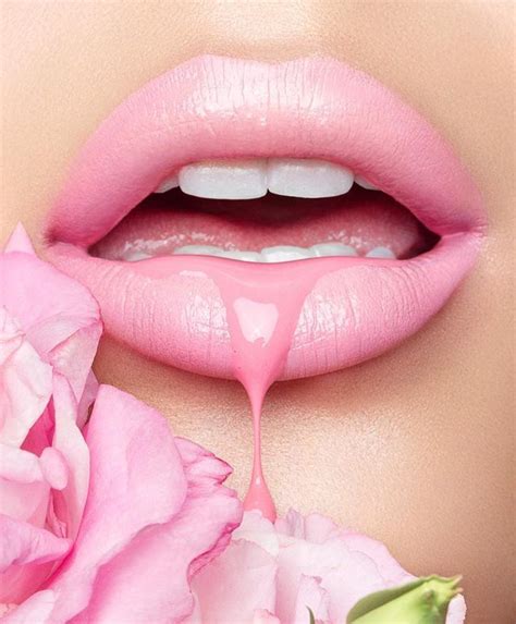 Pastel Pink Lips With Dripping Gloss Lip Art Pink Paradise Pink