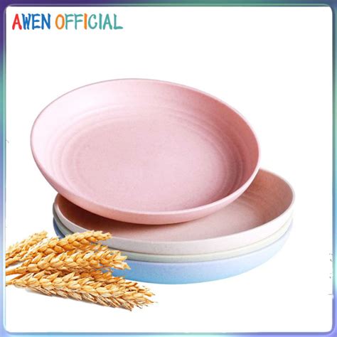 Awen Piring Makan Wheat Straw Piring Plastik Murah Piring Makan Motif