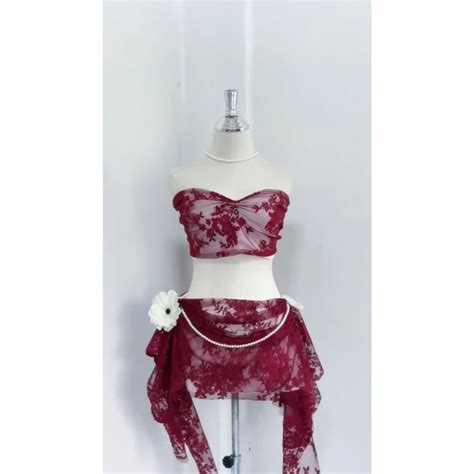 Beach Bikini Set Piece Strapless Mesh Bra With Bow Skirt Thai Stylebishop LB Shopee Malaysia