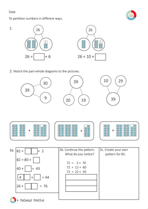 Place Value Partitioning Worksheets