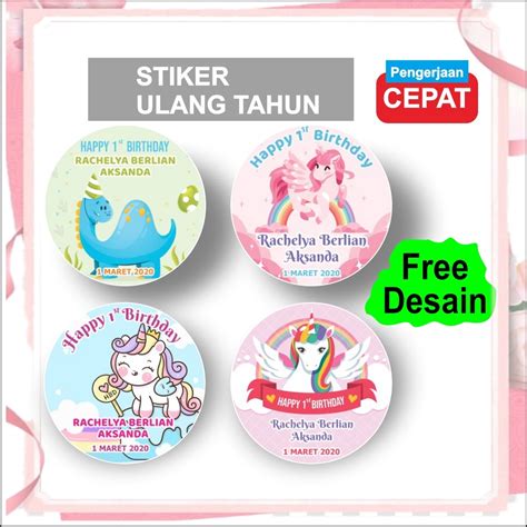 Jual Print Sticker Ulang Tahun Anak Custom Stiker Perlengkapan Pesta