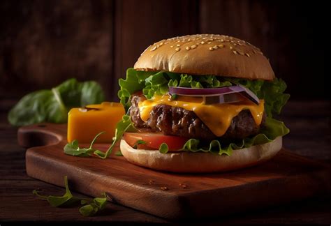 Hamburguesa Doble Con Lechuga Tomate Cebolla Y Queso Americano Fundido